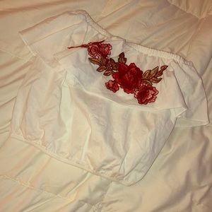 Flower Off the Shoulder Crop Top